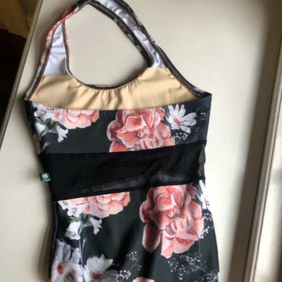 Floral Black and Pink Women's Swimsuit - Picture 2 of 3